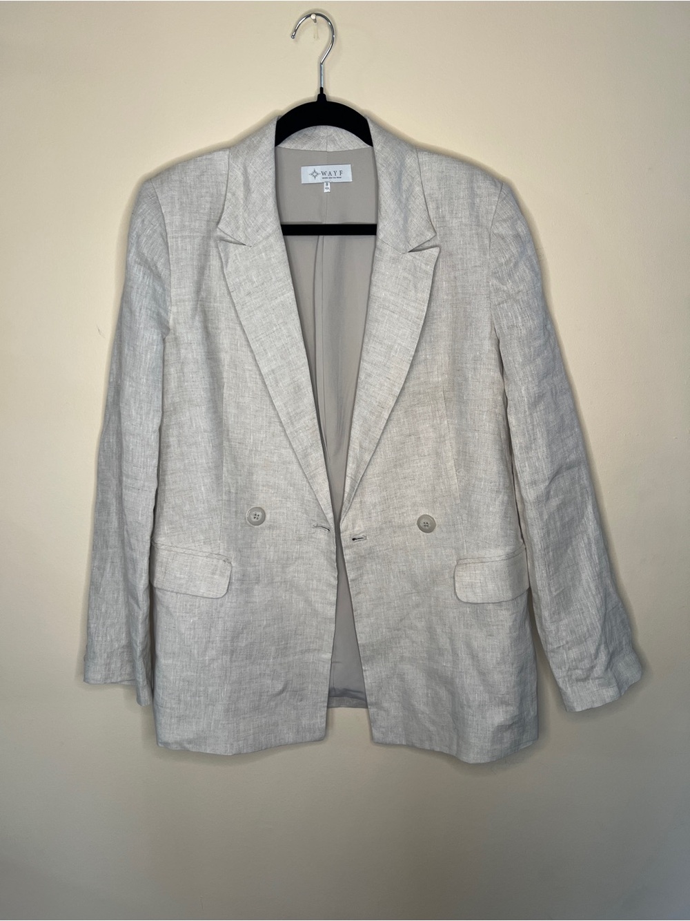 Wayf Light Gray Linen-Blend Blazer